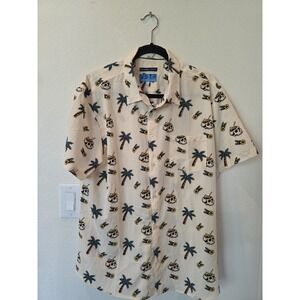 VSTR 4 Way StretchButton Shirt Sz XL Skull Floral Palm Print NWOT Chill Vibe